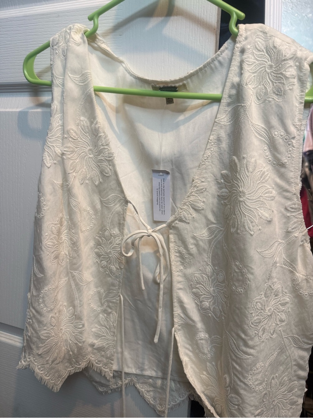 gimmicks by BKE Ivory Embroidered Tie-Front Camisole
